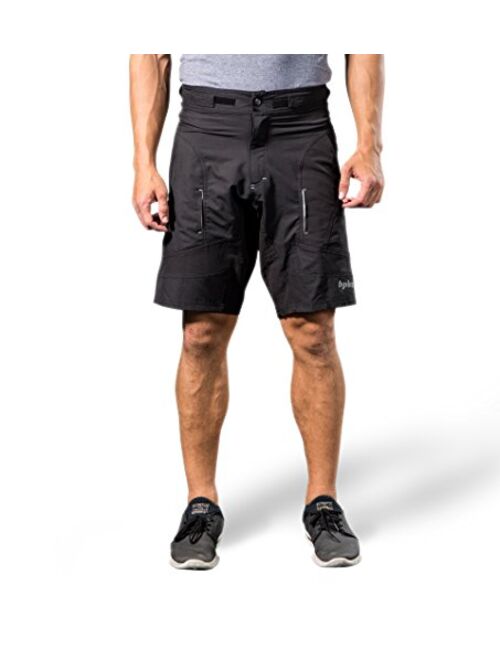 bpbtti Mens Baggy MTB Mountain Bike Shorts with Removable Biking Bicycle Cycling 3D Padded Liner Short