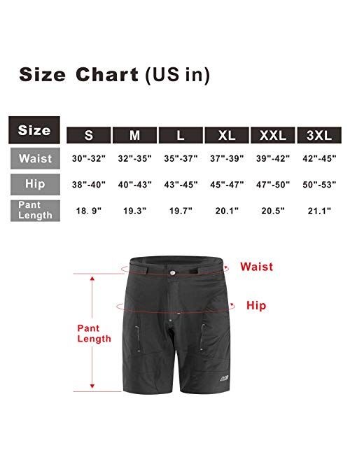 bpbtti Mens Baggy MTB Mountain Bike Shorts with Removable Biking Bicycle Cycling 3D Padded Liner Short