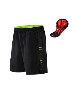 WOSAWE Men's MTB Cycling Padded Shorts Silicone Gel Padded Mesh Liner Bike Shorts