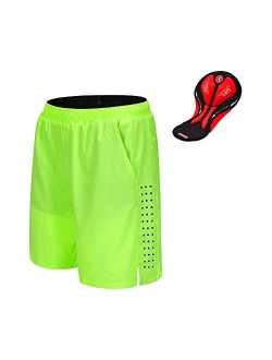 WOSAWE Men's MTB Cycling Padded Shorts Silicone Gel Padded Mesh Liner Bike Shorts