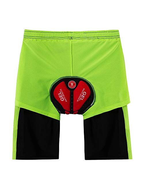 WOSAWE Men's MTB Cycling Padded Shorts Silicone Gel Padded Mesh Liner Bike Shorts