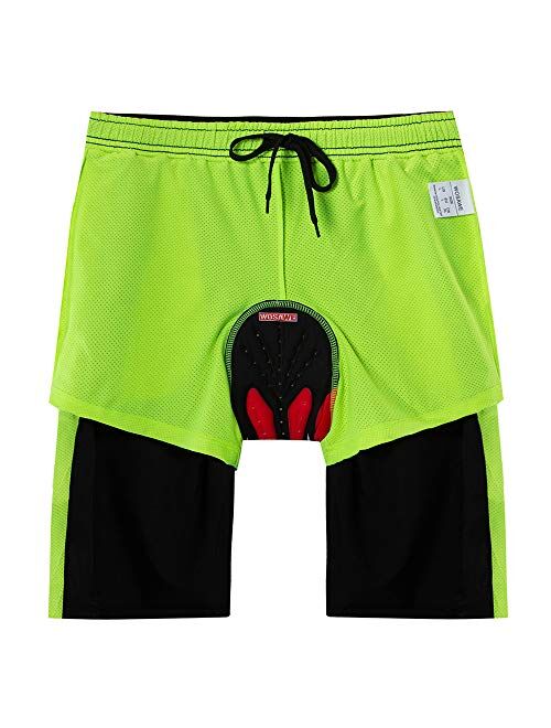 WOSAWE Men's MTB Cycling Padded Shorts Silicone Gel Padded Mesh Liner Bike Shorts