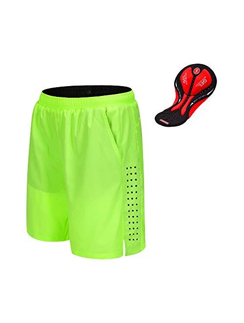 WOSAWE Men's MTB Cycling Padded Shorts Silicone Gel Padded Mesh Liner Bike Shorts