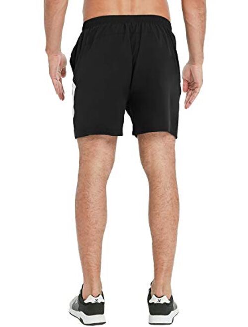 EZRUN Men's Workout Shorts 5'' Athletic Running Shorts Quick Dry with Liner Zipper Pockets for Gym,Training