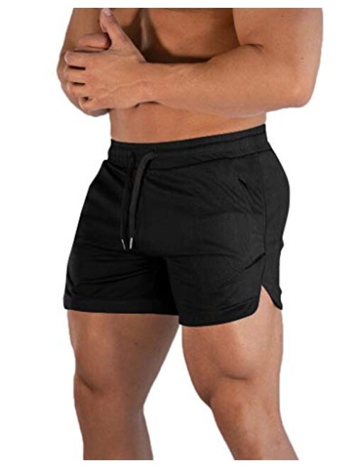 FLYFIREFLY Men's Gym Workout Shorts Running Lightweight Athletic Short Pants Bodybuilding Training