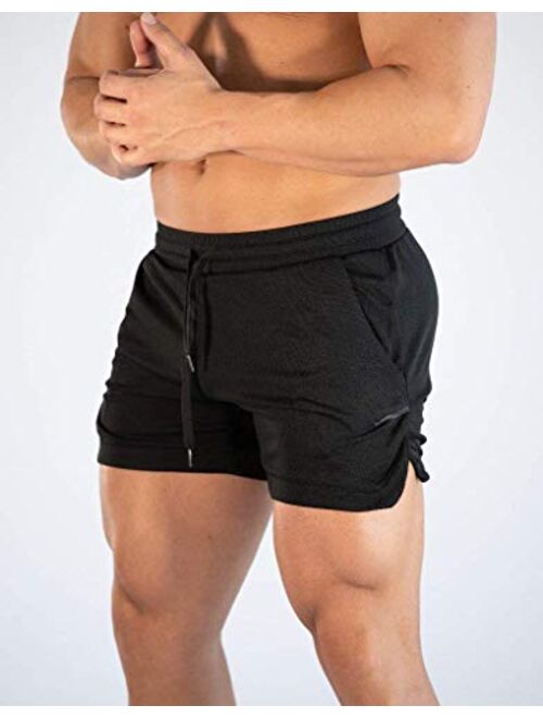 FLYFIREFLY Men's Gym Workout Shorts Running Lightweight Athletic Short Pants Bodybuilding Training