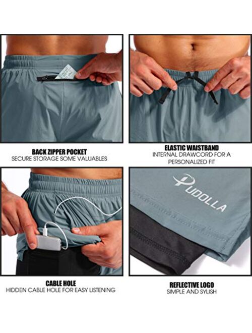 Lulucleaf Running Shorts for Men with Liner Mens 2 in 1 Workout Athletic  Yoga Shorts