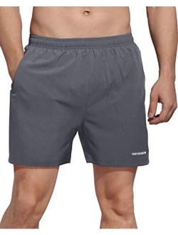 VAYAGER Men's 5 Inch Running Shorts Quick Dry Workout Athletic Performance Shorts with Liner and Zipper Pocket