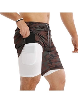 MECH-ENG Men's Workout Running 2 in 1 Shorts Training Gym 7" Short with Pockets