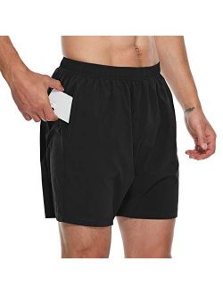 Relaude Fitness Men's 5 Inches Running Athletic Workout Shorts Running Shorts with Zipper Pocket