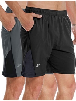 EZRUN Men's 7 Inch Quick Dry Running Shorts Workout Sport Fitness Short with Liner Zip Pocket