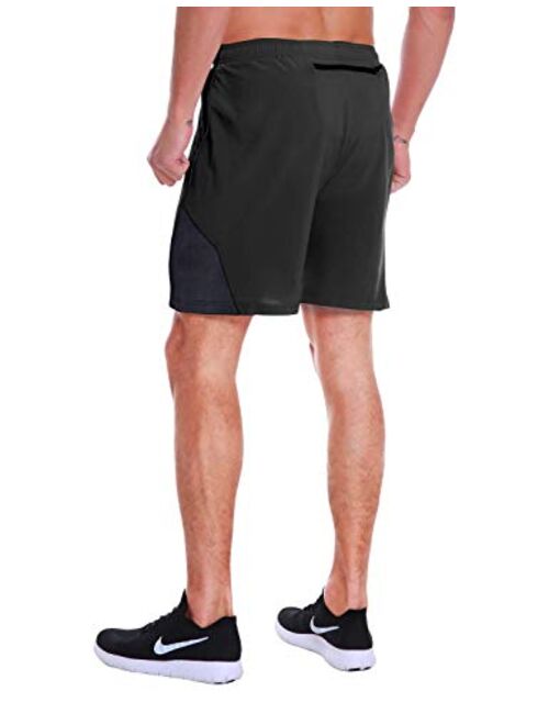 EZRUN Men's 7 Inch Quick Dry Running Shorts Workout Sport Fitness Short with Liner Zip Pocket