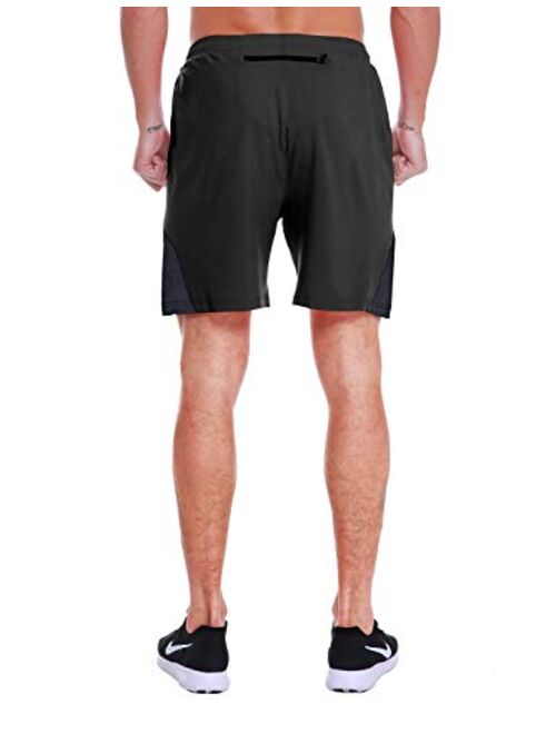 EZRUN Men's 7 Inch Quick Dry Running Shorts Workout Sport Fitness Short with Liner Zip Pocket