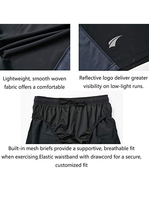 EZRUN Men's 7 Inch Quick Dry Running Shorts Workout Sport Fitness Short with Liner Zip Pocket