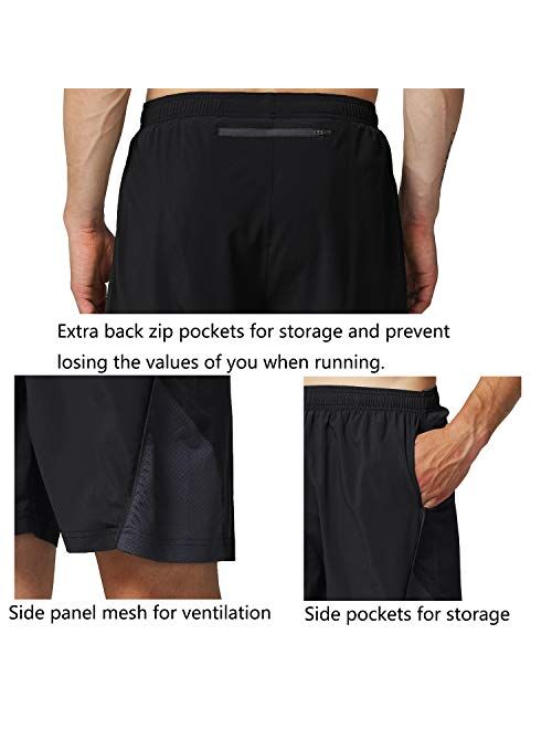 EZRUN Men's 7 Inch Quick Dry Running Shorts Workout Sport Fitness Short with Liner Zip Pocket