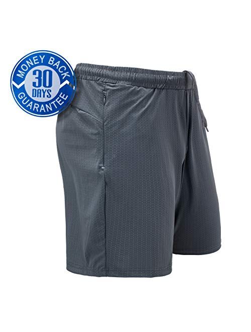 LAIWANG Men's Casual Sports Quick Dry Workout Running or Gym Training Short with Zipper Pockets