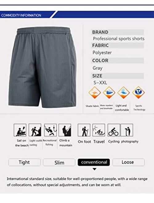 LAIWANG Men's Casual Sports Quick Dry Workout Running or Gym Training Short with Zipper Pockets