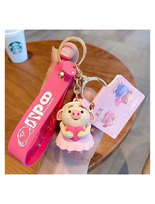 Fangzwl Keychain Pendant Cartoon Keychains Accessories Female Cute Pig Key Chains Simple Couples Car Pendant Key Rings (Color : 2)