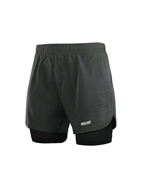 ARSUXEO Men's Active Training Running Shorts 2 in 1