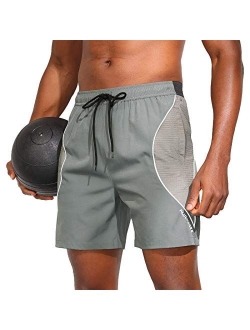 Men's Mesh Running Shorts Quick Dry Gym Workout Athletic Shorts with Pockets