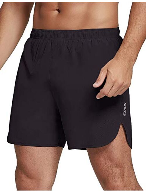 EZRUN Mens 5 Inch Running Shorts Quick Dry Breathable Workout Athletic Shorts with Back Zipper Pockets