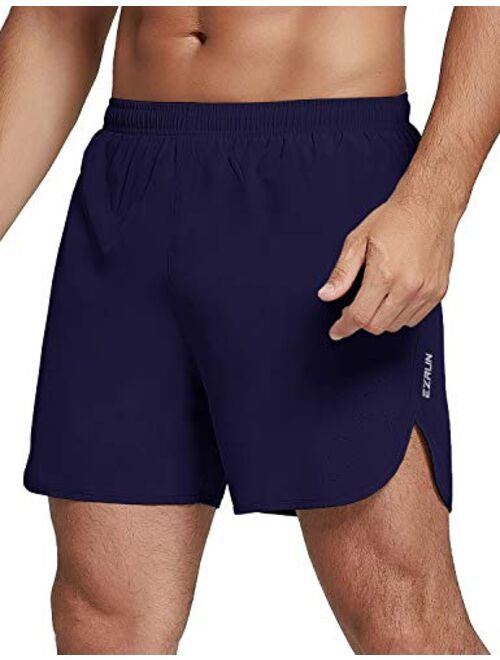 EZRUN Mens 5 Inch Running Shorts Quick Dry Breathable Workout Athletic Shorts with Back Zipper Pockets