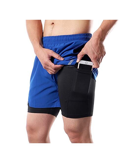 ARSUXEO 2 in 1 Running Shorts for Men 5 Inch with Liner and Phone Pocket Drying Fast Athletic Workout Shorts