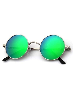 Round Polarized Sunglasses for Men Women Retro Metal John Lennon Style