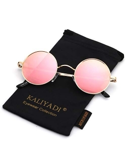 Round Polarized Sunglasses for Men Women Retro Metal John Lennon Style