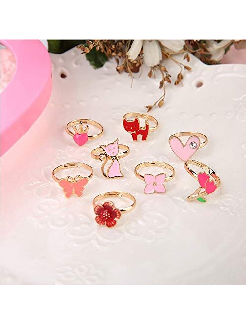 Little Girls Adjustable Rings, ZoneYan Little Girl Jewel Rings, 36 Pieces Multicolor Dress Up Rings For Little Girls, Princess Finger Rings Set