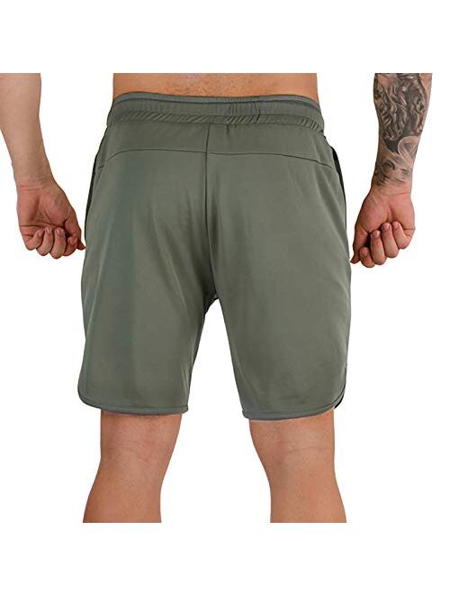 A WATERWANG Men's Workout Running Shorts,Athletic Basketball Shorts with Pockets