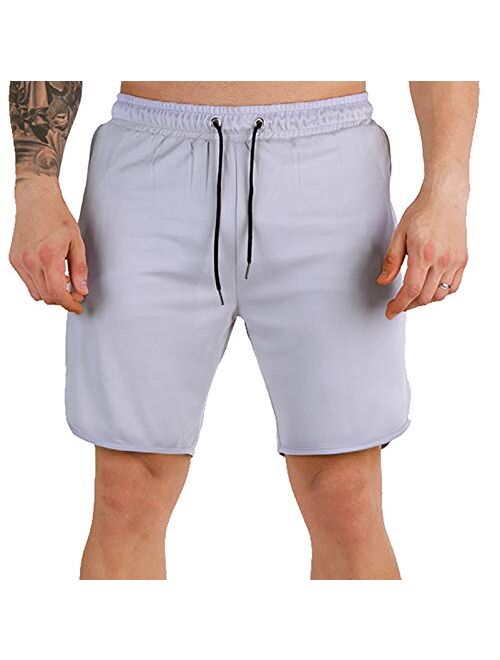 A WATERWANG Men's Workout Running Shorts,Athletic Basketball Shorts with Pockets