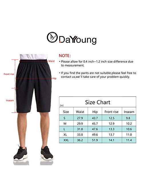 DAYOUNG Men's 9"/10" Inseam Workout Running Shorts Quick Dry Athletic Shorts