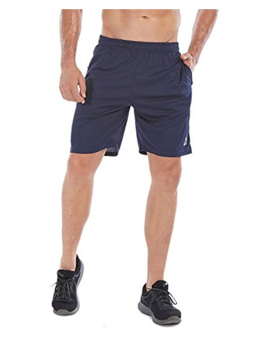 SILKWORLD Men's 7" Athletic Running Shorts with Zipper Pockets（Pack of 3）