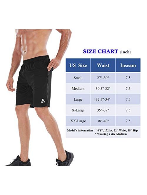 SILKWORLD Men's 7" Athletic Running Shorts with Zipper Pockets（Pack of 3）