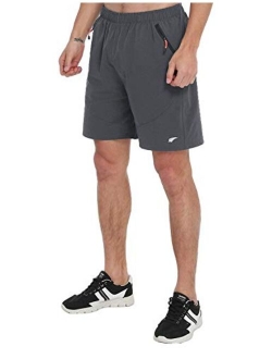 EZRUN Mens 7 Inches Lightweight Qiuck Dry Running Shorts Workout Shorts UPF 50+ DWR Hiking Shorts with Zipper Pockets