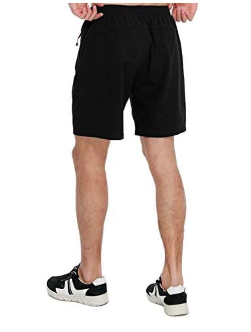 EZRUN Mens 7 Inches Lightweight Qiuck Dry Running Shorts Workout Shorts UPF 50+ DWR Hiking Shorts with Zipper Pockets