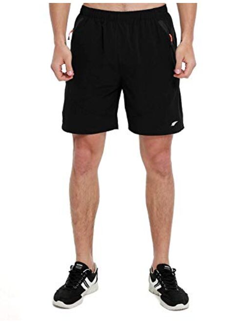 EZRUN Mens 7 Inches Lightweight Qiuck Dry Running Shorts Workout Shorts UPF 50+ DWR Hiking Shorts with Zipper Pockets