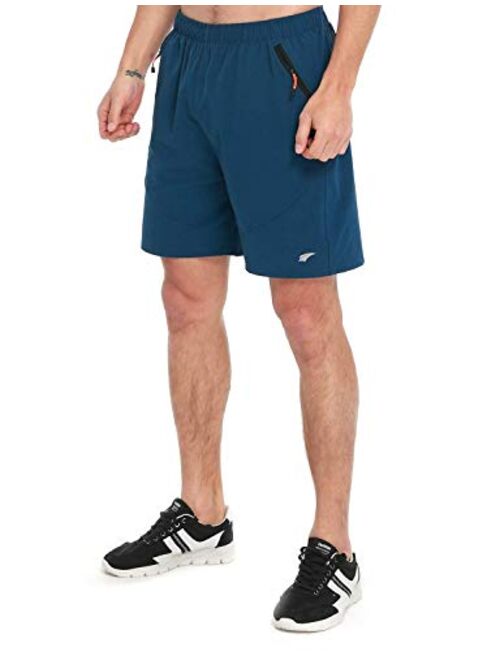 EZRUN Mens 7 Inches Lightweight Qiuck Dry Running Shorts Workout Shorts UPF 50+ DWR Hiking Shorts with Zipper Pockets