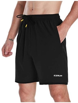 EZRUN Men's Workout Shorts 5'' Quick Dry Lightweight Gym Running Shorts with Zipper Pockets