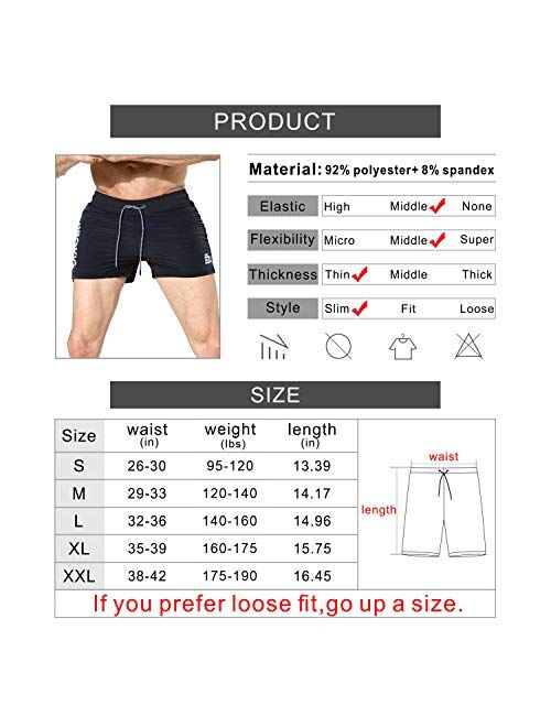 BROKIG Men's 5" Gym Bodybuilding Workout Shorts Running Lightweight Short with Zipper Pockets