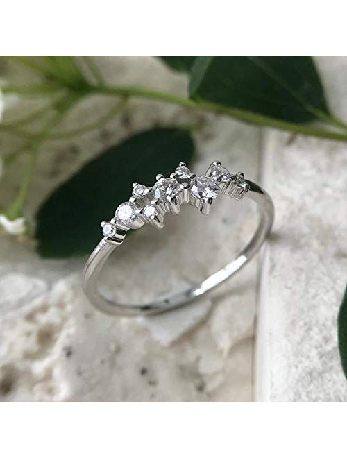 Simple 18k Gold Color Rings for Teen Girls Class Heart White Sapphire  Studded Eternity Wedding Ring 925 Sterling Silver Engagement Stackable  Diamond