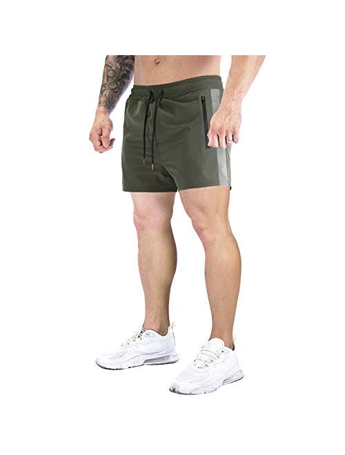 DIOTSR Men's Running Shorts 3 Inch Quick Dry Athletic Gym Workout Shorts for Men with Zipper Pockets