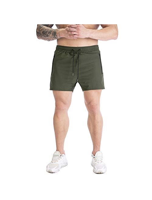 DIOTSR Men's Running Shorts 3 Inch Quick Dry Athletic Gym Workout Shorts for Men with Zipper Pockets