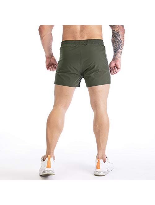 DIOTSR Men's Running Shorts 3 Inch Quick Dry Athletic Gym Workout Shorts for Men with Zipper Pockets