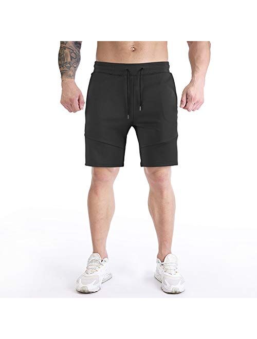 DIOTSR Men's Running Shorts Gym Workout Athletic Shorts Elastic Waistband for Men with Zipper Pocket