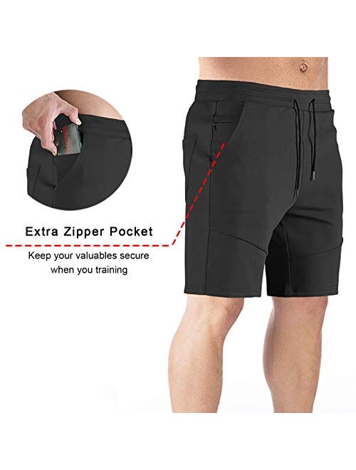 DIOTSR Men's Running Shorts Gym Workout Athletic Shorts Elastic Waistband for Men with Zipper Pocket