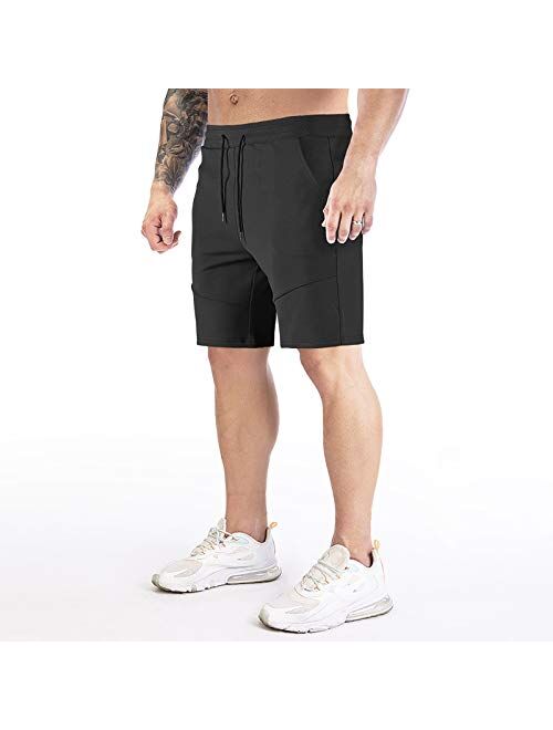 DIOTSR Men's Running Shorts Gym Workout Athletic Shorts Elastic Waistband for Men with Zipper Pocket