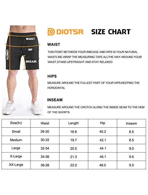 DIOTSR Men's Running Shorts Gym Workout Athletic Shorts Elastic Waistband for Men with Zipper Pocket