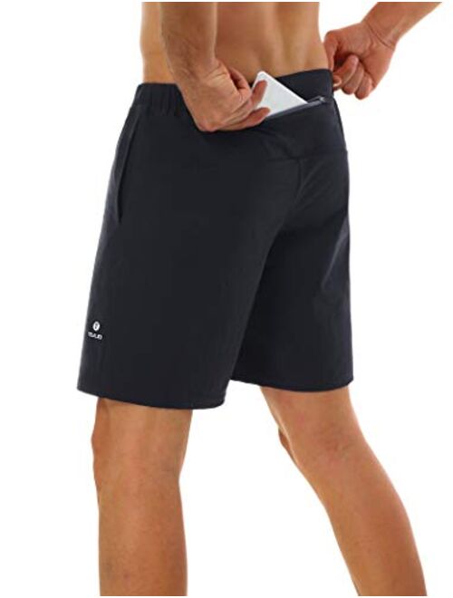 TELALEO Men's 7" Workout Running Shorts Zipper Phone Pocket Athletic Training Gym